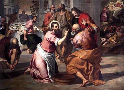 Jesús lava los pies de sus discípulos