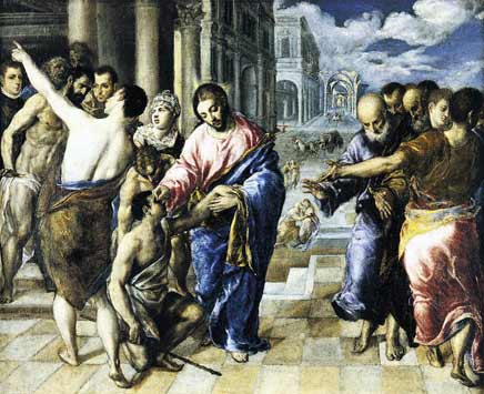 Jesús da la vista a un hombre que nació ciego
