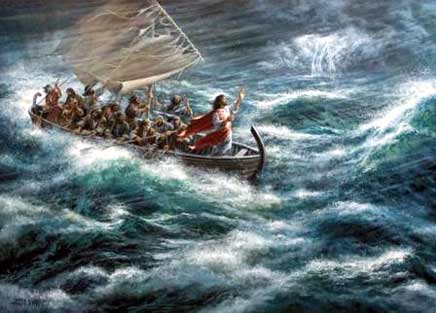 Jesús calma el viento y las olas
