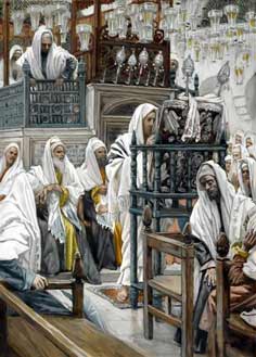 James Tissot Jesús desenrolla el libro en la Sinagoga
