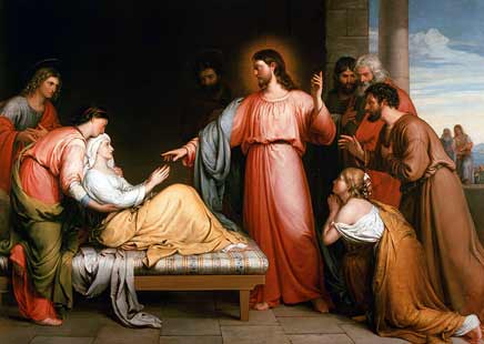 Jesús sana a la suegra de Simón Pedro y a muchos enfermos
