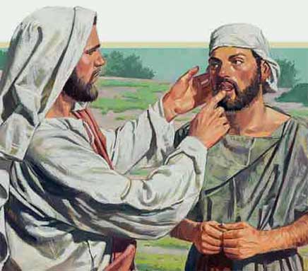 Jesús sana a un sordomudo