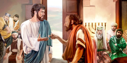 Jesús cura a un hombre con la mano paralizada