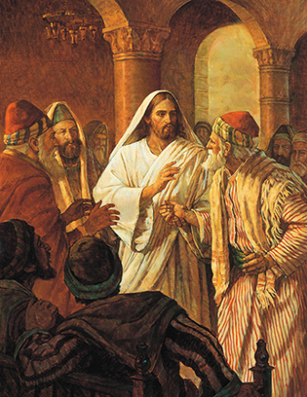 Jesús cura un hombre con una mano paralizada